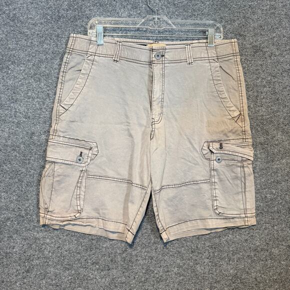Iron Co‎ Shorts Mens 36 Gray Cargo Pockets Faded Wash Performance Stretch - Picture 2 of 8